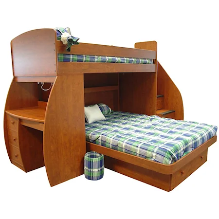 Twin Over Full Bunk Bed with Desk